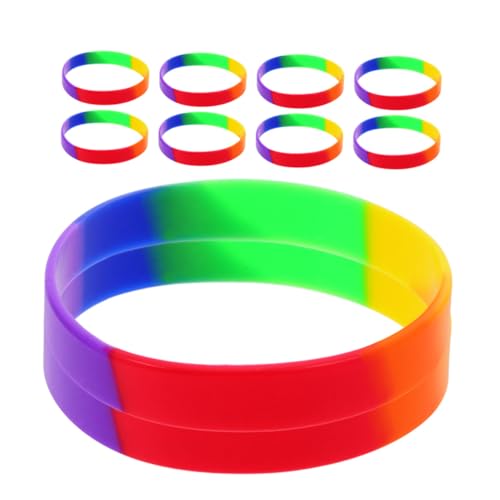 BEBEMOKO 42 Stück Teiliges Bunte Silikon Armbänder Elastische Pride Festival Wristbands Langlebig Dehnbar für Paraden Partys und Lgbt Unterstützung von BEBEMOKO