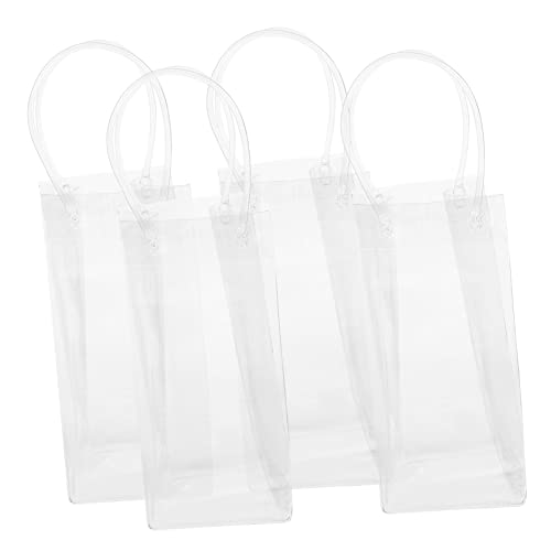 BEBEMOKO 4Stücke Handheld Taschen Multifunktionale Transparente Geschenktüten für Weinflaschen zum Transport Anderen Flaschen Langlebig und Elegant von BEBEMOKO