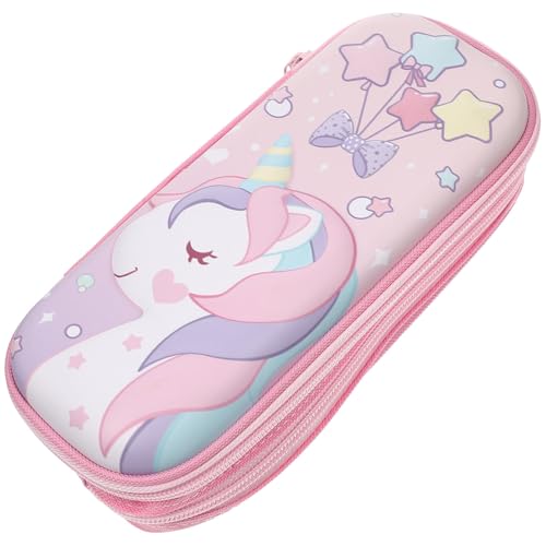 BEBEMOKO Einhorn Federmäppchen Für Junge Mädchen Multifunktionale Stiftetasche Mit Großem Fassungsvermögen Handliche Schlamperrolle Für Schüler Pinkes Design Mit Reißverschluss von BEBEMOKO
