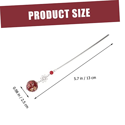 BEBEMOKO Japanischer Haarschmuck Haarnadel Kirschblüte Vintage Stil Rote Haarnadel Duttstab für Damen Mädchen Traditioneller Haarfork mit Blütenmotiv von BEBEMOKO