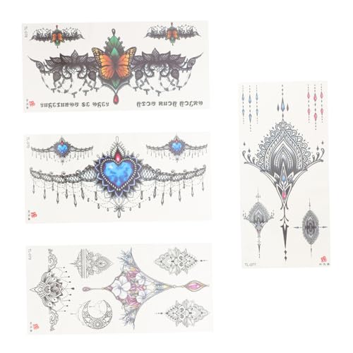 BEBEMOKO Kit Temporäre Aufkleber Set Aufkleber Für Party Modische Bauch Aufkleber 4 Stücke Brust Aufkleber von BEBEMOKO