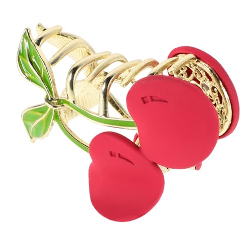 BEBEMOKO Süßer Kirsch Haarclip für Damen Kawaii Haarschmuck mit Robustem Klammerdesign für Hohe und Trendige Alltagsfrisuren Langlebig und Formbeständig Frucht Wasserrot von BEBEMOKO