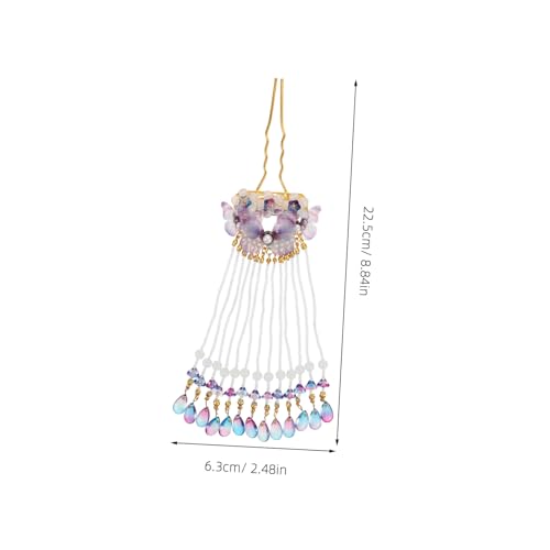 BEBEMOKO Vintage Chinesischer Haarschmuck Schmetterling Haarnadel mit Langen Quasten Zinklegierung Haarklammer für Hanfu Frauen Mädchen Traditionell Eleganter Haarstab von BEBEMOKO