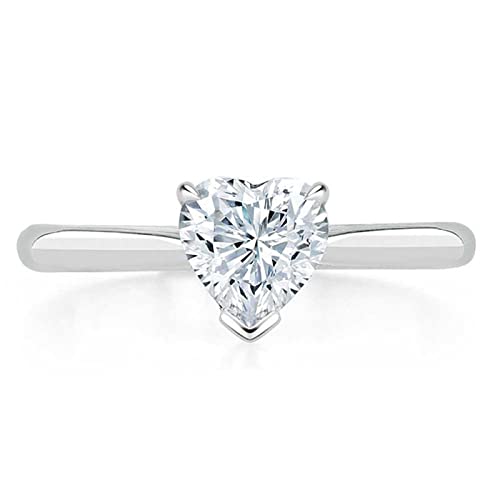 BEBEWO 375/585/750 1ct Herz Hochzeits ringe für Damen, Echtgold Moissanit Solitärring Vertrauensring Ewigkeitsring für Sie von BEBEWO