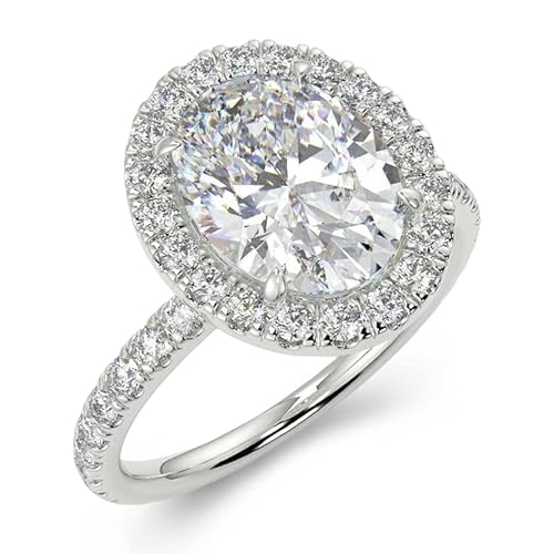 BEBEWO Echtgold 9K/14K/18K Halo Verlobungsringe Hochzeitsringe für Damen, 2ct Oval Moissanit Ewigkeitsring Trauring für Sie von BEBEWO