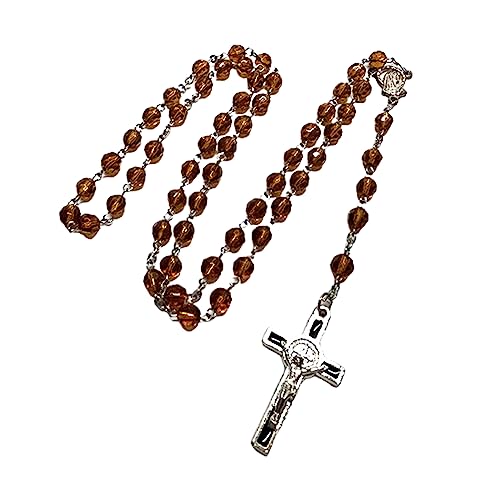 BEBIKR 8 mm Perlen Kreuz Rosenkranz Halskette Perle Hängender Anhänger für Männer Frauen Unisex Betende Meditation Geschenk Supplies, Kristallglas von BEBIKR