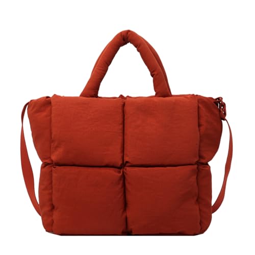 BEBIKR Achseltaschen für Damen, gesteppte Umhängetasche, Umhängetasche, Geldbörse, leichte und funktionelle Handtasche, lässige Puffertasche für den täglichen Gebrauch, Orange von BEBIKR