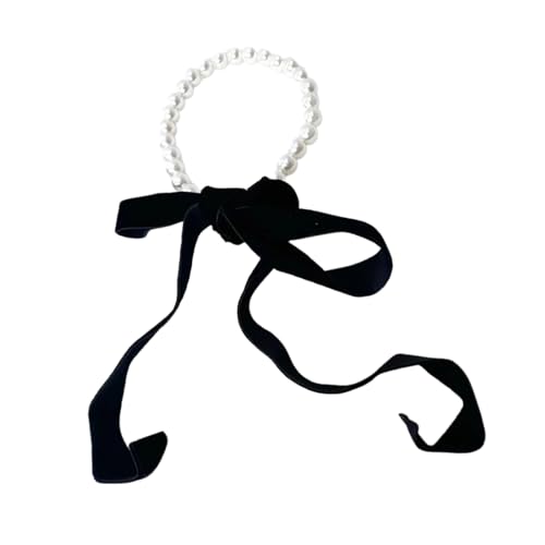 BEBIKR Halskette, elegantes Samtband, Schleife, Choker-Halskette für Frauen, Imitationsperle, Schlüsselbeinkette, Charm, Y2K, Hochzeitsschmuck, Geschenk, Kunstperlensamt von BEBIKR