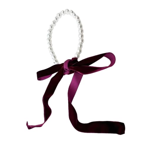 BEBIKR Halskette, elegantes Samtband, Schleife, Choker-Halskette für Frauen, Imitationsperle, Schlüsselbeinkette, Charm, Y2K, Hochzeitsschmuck, Geschenk, Kunstperlensamt von BEBIKR