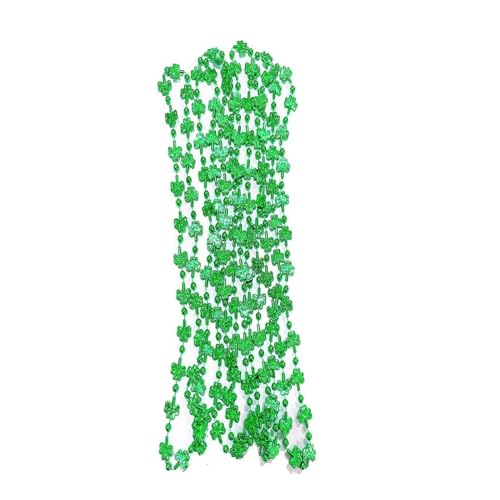 BEBIKR Halsketten für Frauen – 6 Stück St. Patricks Day Kleeblatt-Halskette, grüne Perlen, irischer Tag, Party-Dekoration, Kleeblatt-Strang, Schmuck, The circumference is 84cm, Kunststoff von BEBIKR