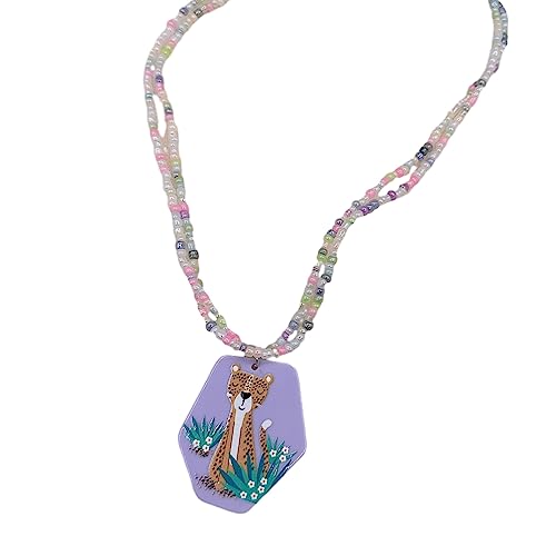 BEBIKR Halsketten für Frauen – Bohemian-Perlen-Halskette, Sommer-Tier-Perlen-Blumen-Halskette, Hawaii-Strand-Halskette, Schmuck, geeignet für Damen und Mädchen, 42+6cm, Acryl von BEBIKR