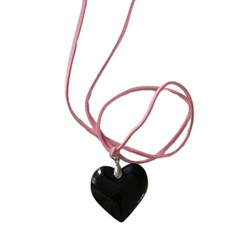 BEBIKR Halsketten für Frauen – Glas-Herz-Anhänger, Y2K, Halsband, Halskette, Schlüsselbeinkette, Sommer-Nackenband, Party-Schmuck für Frauen und Mädchen, 35 mm, Glas von BEBIKR