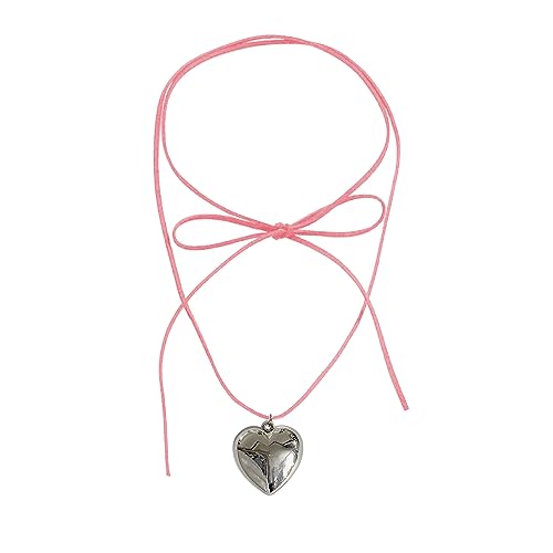 BEBIKR Halsketten für Frauen – Gothic-Herz-Charm-Halskette mit Anhänger, Halskette für Frauen und Mädchen, verstellbares Seilhalsband, modisches Geschenk, As shown in the figure, Flanell aus Edelstahl von BEBIKR