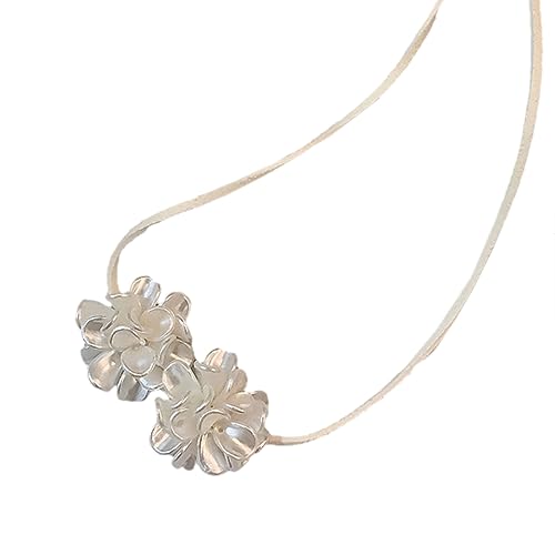 BEBIKR Halsketten für Frauen – Gothic-elegante Blumen-Choker-Halskette für Frauen, Brautschmuck, verstellbare Schlüsselbeinkette, sexy Schnürung, langes Seil, Y2K-Schmuckgeschenk, 120 cm, Acryl von BEBIKR