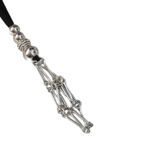 BEBIKR Halsketten für Frauen – Netz-Anhänger, Halskette, verstellbares Lederseil, leerer Kristallsteinhalter, Halskette, Metall-Kristallkäfig-Halskettenhalter, 4.3 cm, Metall von BEBIKR