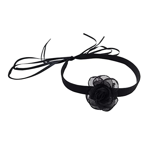 BEBIKR Halsketten für Frauen – Spitzenkamelien-Halskette, Vintage, romantisches Band, Choker, Halskette, Hochzeit, Bohemian-Spitze, Blumenhalsband, Choker-Schmuck, As shown in the figure, Netz, Band von BEBIKR