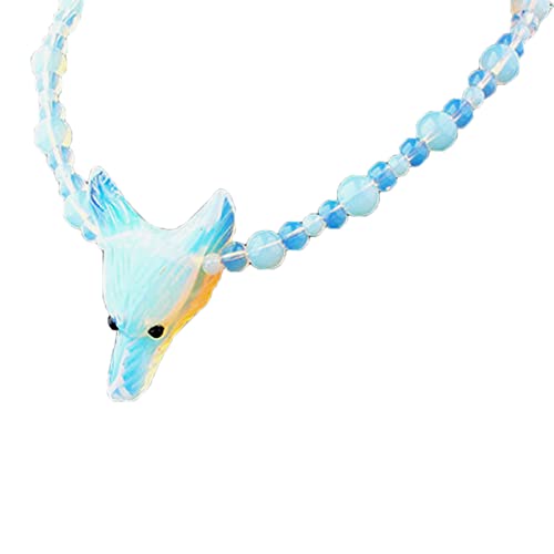 BEBIKR Halsketten für Frauen – einfacher Wolfskopf-Anhänger, Halskette, modisches Temperament, Halsband, Opalstein, Schlüsselbeinkette, Choker, Party-Schmuck, As shown in the figure, Opal von BEBIKR