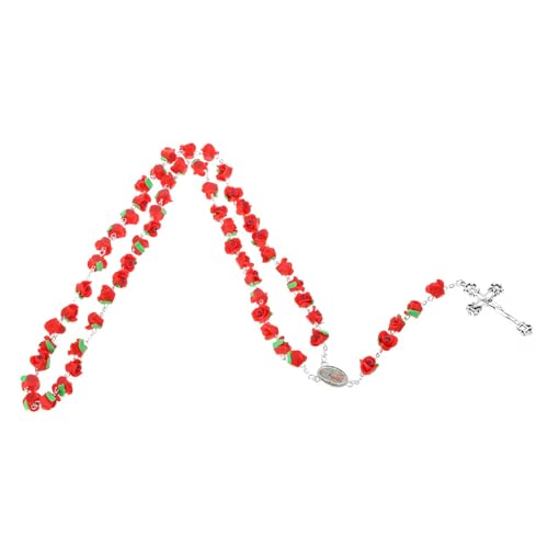 BEBIKR Halsketten für Frauen – katholische Rosenkranz-Halskette mit Jungfrau-Kreuz-Anhänger, religiöser Schmuck für Frauen, christliche Spieler-Meditation, 80+15cm, Polymer-Ton-Legierung von BEBIKR