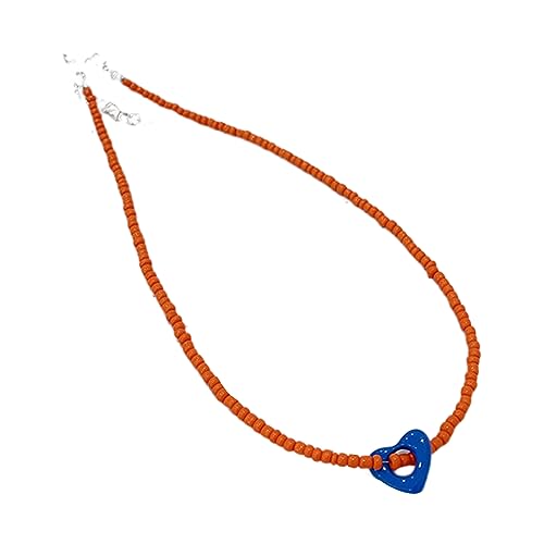 BEBIKR Halsketten für Frauen – mehrfarbige Halskette mit Herz-Anhänger, einzigartiges Design, modische und charmante böhmische Perlen-Choker-Halsketten, As shown in the figure, Meter-Perlen von BEBIKR