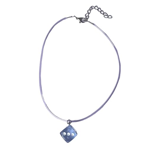 BEBIKR Halsketten für Frauen – modische quadratische Würfel-Anhänger, Halskette, Choker, einfacher Charm, Halskette, verstellbares Seil, Schlüsselbeinkette, Partyschmuck, 45 cm, Harz von BEBIKR