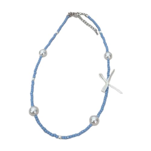 BEBIKR Halsketten für Frauen – süße, coole Schleifen-Halskette, Choker, Perlen, Kristall, Perlen, Halsband, modische Schlüsselbeinkette, Halskette, Party-Schmuck, Chain length about 45CM, Kristall + von BEBIKR