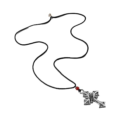 BEBIKR Stilvolle Kreuz-Halskette mit schwarzem Seil, Modeschmuck, Accessoire, Kreuz-Anhänger, Halskette, Legierungsmaterial für Damen und Mädchen, Metall von BEBIKR