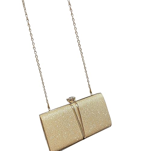 BEBIKR Unterarmtaschen für Damen, Abend-Clutch, Glitzer-Schultertasche mit Kette, Bankett, Handtasche, Hochzeit, Geldbörse, Crossbody-Tasche für Partys, gold von BEBIKR