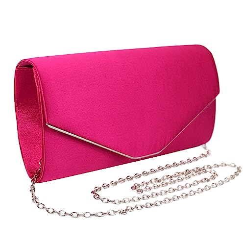 BEBIKR Unterarmtaschen für Damen, Abendtasche, formelle Dame, Geldbörse, elegante Party, Bankett, Hochzeit, Clutches Taschen, Handtasche, weibliche Schultertasche mit Kette, hot pink von BEBIKR