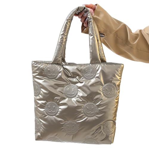 BEBIKR Unterarmtaschen für Damen, Damen-Umhängetasche, passend zu Daunen, Baumwolle, modische Handtasche mit Tragegriff oben, große Kapazität, Einkaufstasche, gold von BEBIKR