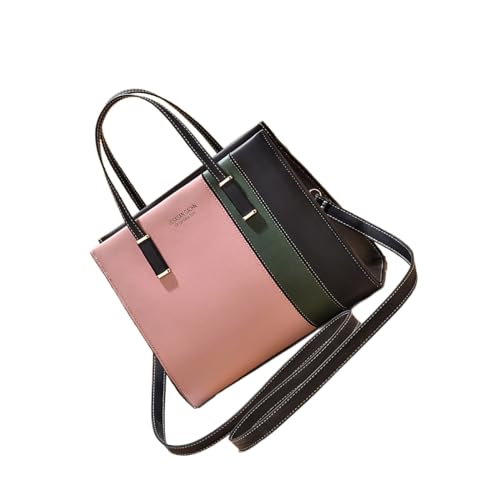 BEBIKR Unterarmtaschen für Damen, Farbblock-Crossbody-Tasche für Damen, modische Handtasche, Geldbörse, Damen-Umhängetasche, PU-Leder, Umhängetasche, Handtasche, Clutch, rosa / schwarz von BEBIKR