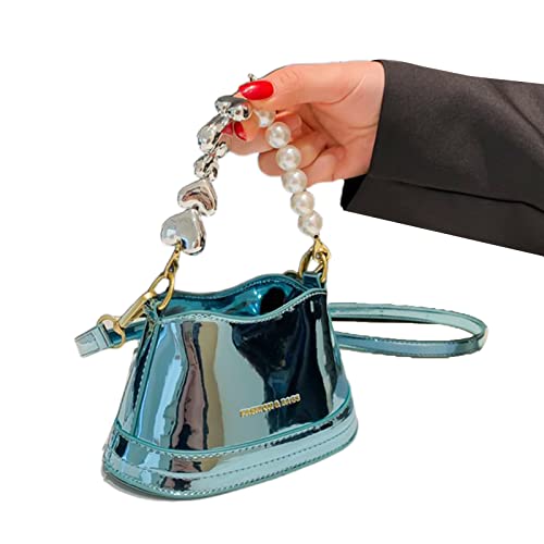 BEBIKR Unterarmtaschen für Damen, PU-Leder, Tasche für Damen, Frühling, Sommer, Abendtaschen, modische Umhängetasche, Umhängetasche, Mini-Party-Handtaschen, blau von BEBIKR