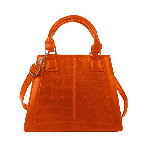 BEBIKR Unterarmtaschen für Damen, PU-Leder, Umhängetasche, modische Umhängetasche, Mädchen, einfache Kuriertasche, lässige Handtasche, einfarbige Tasche, Orange von BEBIKR