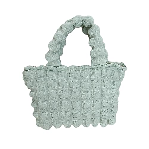 BEBIKR Unterarmtaschen für Damen, Segeltuch, Unterarmtasche für Mädchen, Frauen, plissiert, Wolken, Achseltasche, Reisetasche, einfarbig, Handtasche, gerüscht, grün von BEBIKR