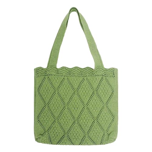 BEBIKR Unterarmtaschen für Damen, gehäkelte Schultertasche, Netz-Stricktasche, vielseitige große Kapazität, modische Handtasche für Mädchen, Frauen, trendige Tasche, grün von BEBIKR