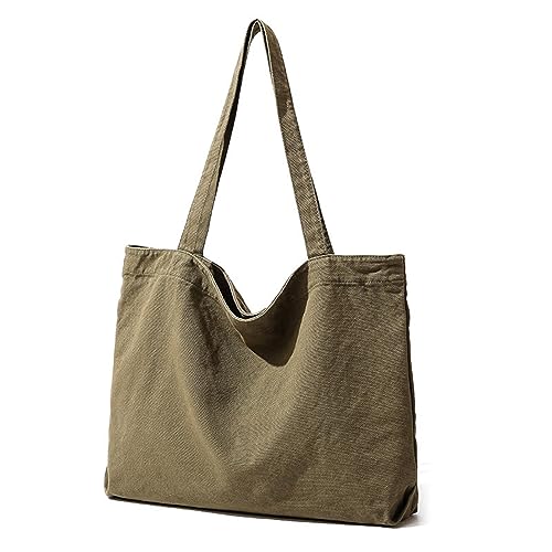 BEBIKR Unterarmtaschen für Damen, lässige Handtasche, vielseitige Canvas-Mode-Tasche, japanischer Stil, Schultertasche für Frauen und Mädchen, große Kapazität, grün von BEBIKR