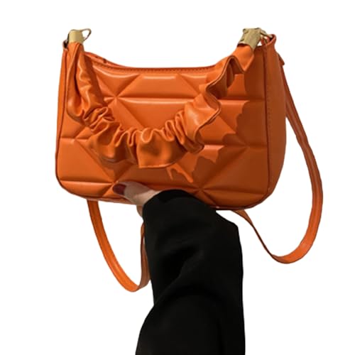 BEBIKR Unterarmtaschen für Damen, stilvolle Damen-Crossbody-Tasche mit verstellbarem Schultergurt, weiche PU-Handtasche für den täglichen Gebrauch, Orange von BEBIKR