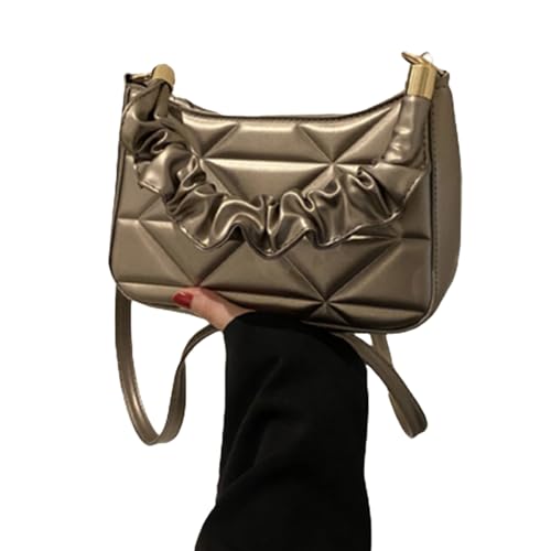 BEBIKR Unterarmtaschen für Damen, stilvolle Damen-Crossbody-Tasche mit verstellbarem Schultergurt, weiche PU-Handtasche für den täglichen Gebrauch, champagnerfarben / goldfarben von BEBIKR