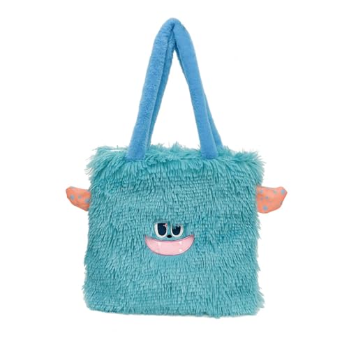 BEBIKR Unterarmtaschen für Frauen, Monster-Handtasche, Cartoon-Umhängetasche mit großer Kapazität, niedliche und geräumige Monster-Messenger-Tasche, Plüschtasche für Studenten, himmelblau von BEBIKR