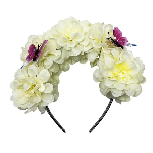 Bohemian Stirnband Mit Realistischer Ethnisches Stirnband Für Braut Urlaub Frühlings Stirnband Für Hochzeitsfeier Buntes Blumen Haarband Für Hochzeitsmädchen Blumen Haarband Für Mädchen von BEBIKR