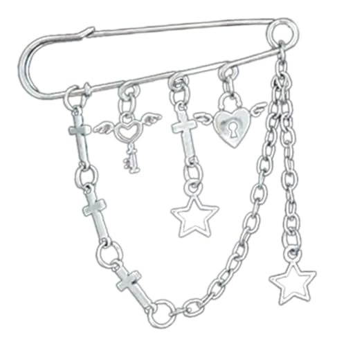 Coole Broschen mit Stern-Anhänger, Sicherheitsnadel für Frauen, Kreuzquasten, Kette, große Nadel, Schnalle, Stecknadeln, Schmuck, Tasche, Rucksack, Dekoration von BEBIKR