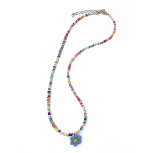 Elegante Acryl-Perlen-Halskette mit Blumenanhänger, Halsband, Schlüsselbeinkette für Damen, Modeschmuck, Geschenk, Dopamin-Halskette, Sonstige von BEBIKR