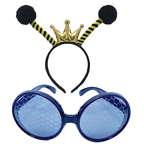 Haarband für Damen, Honigbienen-Antennen-Stirnband und Brille, Tierantennen, Haarreifen für Kinder, zeigt Tierhaarbänder, Cartoon-Kostüm von BEBIKR