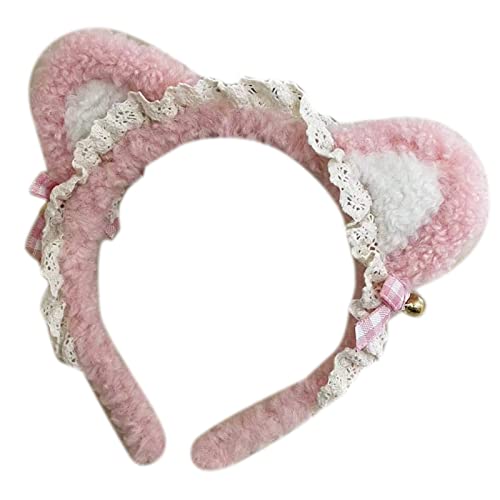 Haarband für Damen, Rüschenspitze für Katzenohren, Haarreif mit Glocken, Schleifen, Kätzchenohren, Stirnband, Schleifen, Haarband, Kopfbedeckung von BEBIKR
