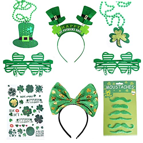 Haarband für Damen, St. Patrick's Day, Dekoration, Irische Paraden, Kostüm, Schleife, Haar, Kleeblatt, Socken, Brille, Patrick-Party von BEBIKR
