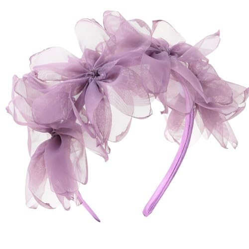 Haarband für Damen, schöne Tüll-Haarbänder, Foto-Requisiten, Tüll-Stirnband, Party-Kopfschmuck, großes Blumen-Stirnband für Musikfestivals von BEBIKR
