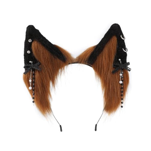 Haarband für Damen, süße Katzenohren, Stirnbänder mit Schleife, Ohrring, Dekoration, Fotografie, Haarband, ethnischer Stil, Cartoon-Haarreif von BEBIKR