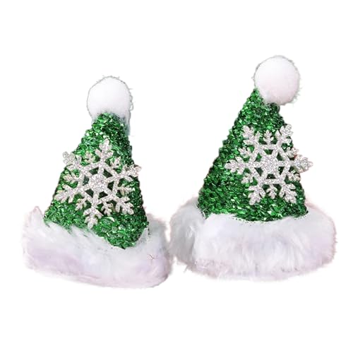 Kegelhut, Weihnachtsmannmütze, Haarspangen, Partyzubehör für Weihnachten, Neujahr, glitzernde Weihnachtsmütze, Baum, Glitzer-Haarspangen für Damen und Mädchen von BEBIKR