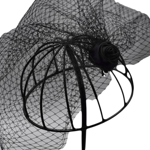 Punk Rose & Schleier Fascinator Haar Clip Halloween Haarspangen Teenager Erwachsene Bankette Haar Pin von BEBIKR