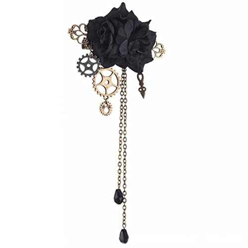 Steampunk-Haarspange, Steampunk-Brosche, Gothic-Blume, Haarspange, für Damen, Gothic-Brosche, selbstgemachter Braut-Kopfschmuck, Gothic-Haarspangen, Steampunk-Brosche von BEBIKR