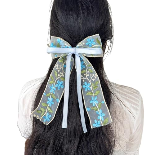 Stickerei Blumen Bowknot Haarspange Süße Doppelschichtige Damen Haarspangen Haar Styling Werkzeug Für Dünne Zöpfe Haarband Schleife Haarspange von BEBIKR